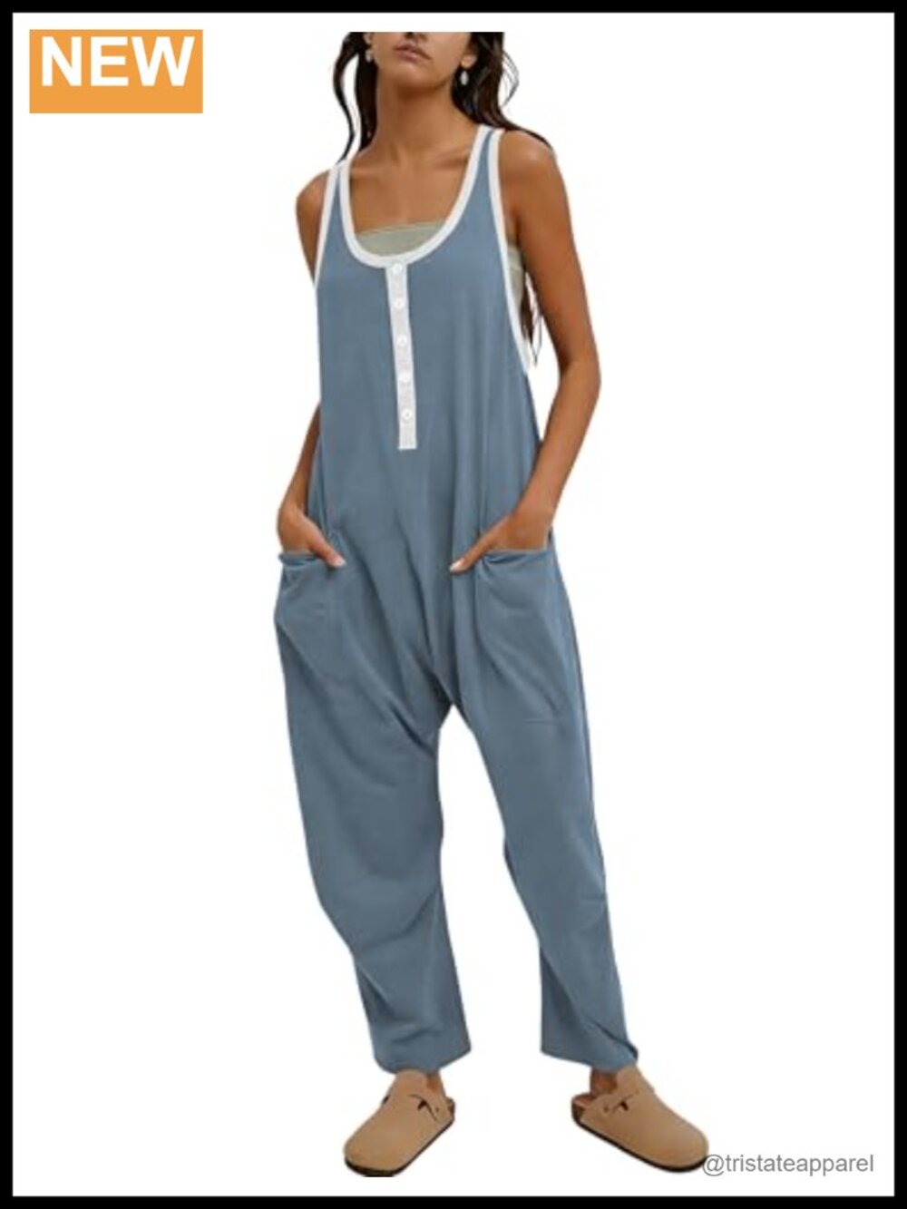 Women's Casual Harem Overalls Sleeveless Jumpsuit Romper with Pockets